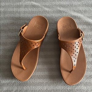 Fitflop Caramel Leather Toe Post Sandals